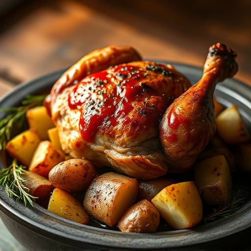 Confit de Canard: Duck leg slow-cooked in its own fat with roasted potatoes.