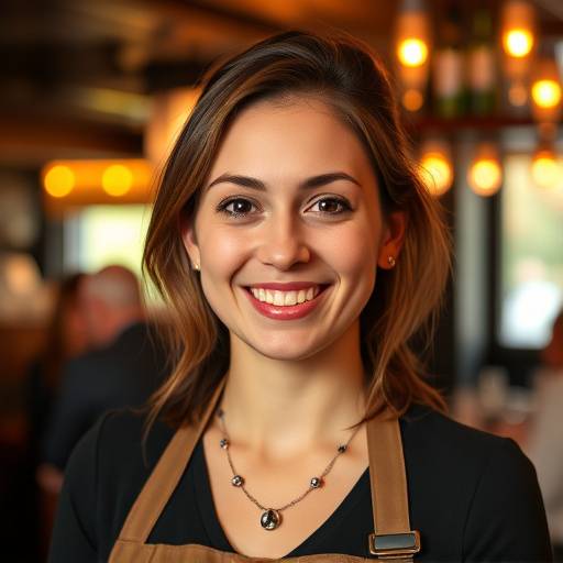 Portrait of Sophie Martin, Restaurant Manager, smiling warmly.